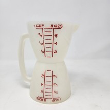 Vintage Tupperware Double Measuring Cup Wet Dry Plastic Red Markings 1 Cup 8 oz - $10.13
