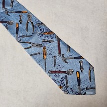 Home Improvement Tooling Around Men&#39;s Tie Tools Blue Background 100% polyester - £10.26 GBP