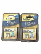 2 Packs Brother M231 P-Touch Label Tape Ptouch ORIGINAL NIB 1/2&quot; M-231 Sealed - £7.86 GBP