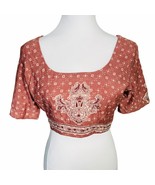 Handmade Printed Short Sleeve Pinkish Crop Top Medium - $489.88 MXN