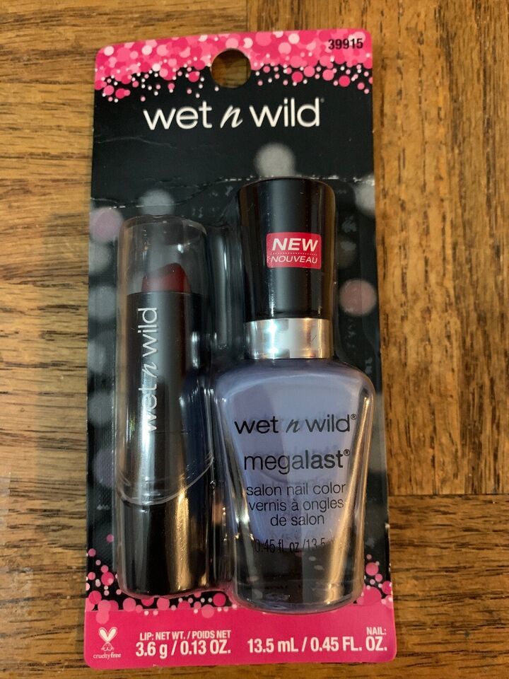 Wet N Wild Lipstick + Nail Polish Set Red/Purple