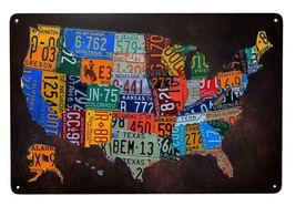 United States Map License Plate Collage Collection Sign Aluminum Metal 8&quot;x12&quot; - £11.66 GBP