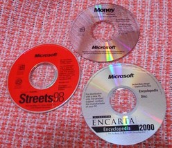 Lot of 3: Microsoft Money 2000, Encarta Encyclopedia, Streets 98, CD PC 2000 - £15.02 GBP