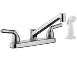 Home Plus Two Handle Chrome Kitchen Faucet Side Sprayer Included - $34.90