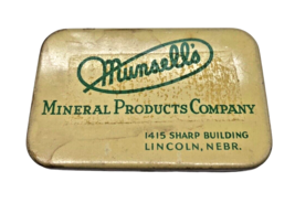 RARE Munsell&#39;s Mineral Products Company Tin Advertising Lincoln Nebraska Vintage - £109.42 GBP