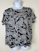 Croft &amp; Barrow Women Plus Size 1X Black Paisley Classic Fit T-shirt Shor... - $12.11