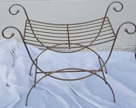 Fabulous Antique All Steel Vanity Bench - ADORABLE LITTLE BENCH - NEEDS TLC - £54.50 GBP