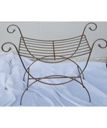 Fabulous Antique All Steel Vanity Bench - ADORABLE LITTLE BENCH - NEEDS TLC - $69.29