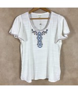 MAX STUDIO Textured Soft Knit Embroidered Boho Top NWT Large - $10.63
