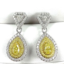 Lange Ohrringe 1.59 TCW Gelb Birne Brillantschliff Trillion Diamant 14k ... - $147,939.15 MXN