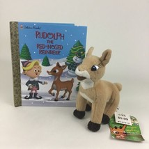 Rudolph The Red Nosed Reindeer Hardcover Book Christmas Holiday Plush Toy 90s - £18.62 GBP