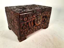 Vintage Asian Highly Carved Camphor Wood Dresser Box, Aromatic, 1940s-50s - £50.54 GBP