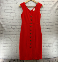 Maeve Anthropologie Dress Buttons Red Womens Sz XS Cocktail - £23.73 GBP