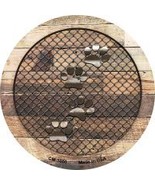 Corrugated Dog Paws on Wood Novelty Metal Mini Circle Magnet CM-1060 - €11,17 EUR