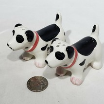 Black &amp; White Ceramic Dogs Salt and Pepper Shakers New in Box - £8.61 GBP