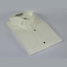 Men's Tuxedo shirt By CLASSIX Wing Tip Formal Pleated Front After Six M00 Ivory image 5