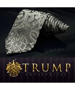 Donald J Trump Tie Necktie Gray Blue Designer Paisley 100% Silk 60” - $1,493.21 MXN