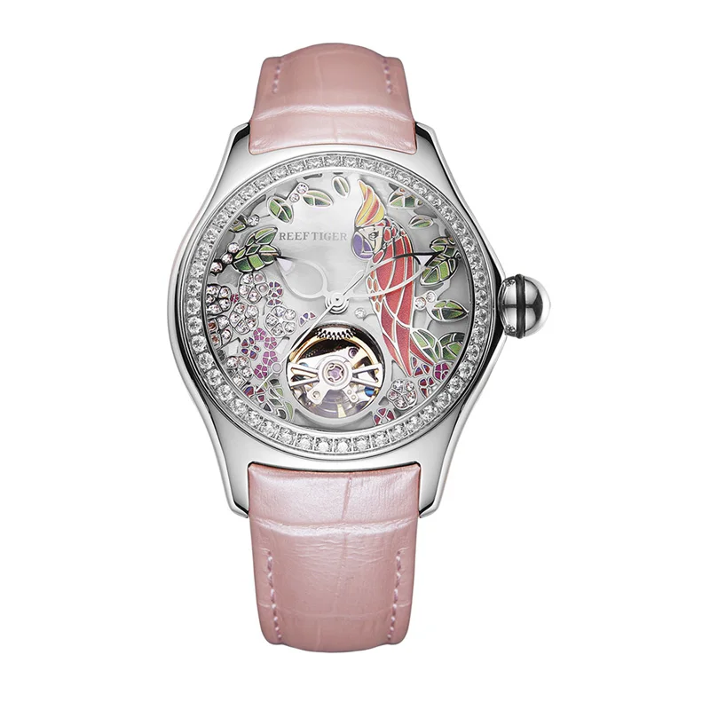 Womens Luxury Fashion Watches Waterproof Watches Diamonds Pink Dial Auto... - $382.80