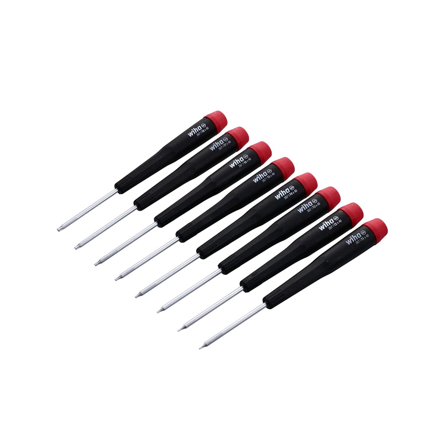 Wiha 26791 Precision Torx T1-T8 Set, 8-Piece,(Red, Black)
