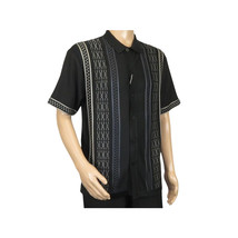Men Silversilk 2pc walking leisure Matching Suit Italian woven knits 51017 Black image 4