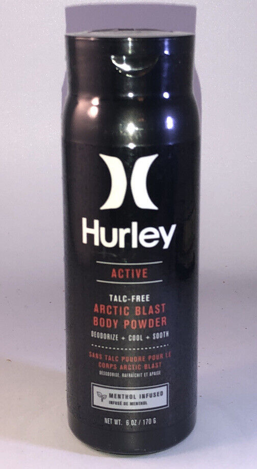 Hurley Active Talc-Free Arctic Blast Body Powder Menthol Infused 6oz-NEW-SHIP24H