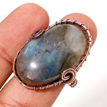 Blue Fire Labradorite Gemstone Fashion Copper Wire Wrap Ring Jewelry 9.50&quot; SA 32 - £4.00 GBP