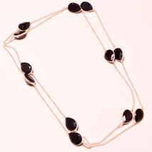 Black Spinel Faceted Handmade Gemstone Fashion Necklace Jewelry 36" SA 4587 - £5.98 GBP