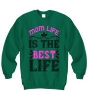 Mom Sweatshirt. Mom life is the best life. Green-Sweatshirt  - £21.07 GBP