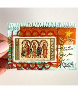 ACEO Original Collage 1960s Bulgaria Postage Stamp Art Tristina Dietz El... - £11.67 GBP