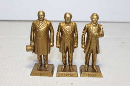 Marx Presidents 2.5&quot; Gold Plastic Figures W. McKinley M. Fillmore F. Pierce - £11.84 GBP