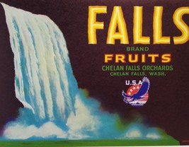 Falls Fruits Crate Label Waterfalls American Eagle Original Vintage 1940&#39;s  - £8.37 GBP