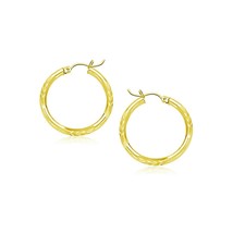 10k Yellow Gold Diamond Cut Hoop Earrings (15mm) 0.60&quot; Wide - £66.13 GBP