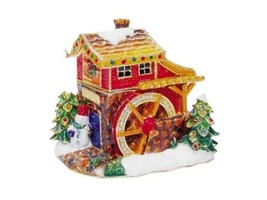 Jeweled Enamel Pewter Watermill Trinket Ring Jewelry Box by Terra Cottag... - $26.71
