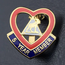 5 Year Member Moose In Triangle Heart Shaped Pin Fraternal Lodge - $11.95