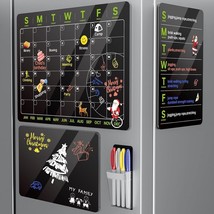 3 Pack Magnetic Acrylic Calendar for Fridge -Kitchen Essentials Monthly &amp; Weekly - £11.59 GBP