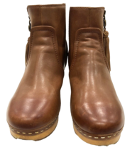 Patricia Nash Rafael Tan Brown Fringe Side Zip Wood Sole Leather Boots Sz 7M - £28.82 GBP