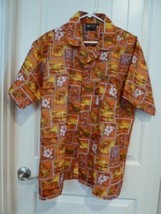 Vintage Roundy Bay Mens Hawaiian Short Sleeve Shirt Large Ukelele Pineapple - £14.78 GBP