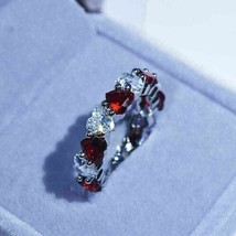 14k White Gold Plated 1.50Ct Heart Simulated Garnet Engagement Ring Women - £121.22 GBP