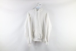 Vintage 80s Streetwear Mens Size Medium Blank Hoodie Sweatshirt White USA - £79.28 GBP