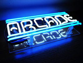 Handmade 'Arcade' Game Room Banner Art Neon Light Sign 12"x5" - $69.00