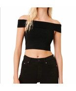 French Connection Odelia Off Shoulder Crop Top, Black, Size Small, NWT - $47.86 CAD