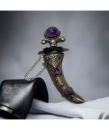 VINTAGE MEXICAN STERLING SILVER AMETHYST MEXICO SWORD KNIFE  PIN 2 PIECE - £97.73 GBP