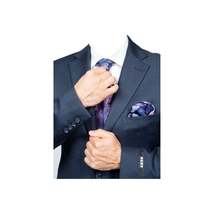 Mens DKNY 100% Wool Slim Fit 2 Button Notch Lapel Nailhead window Pane 1524 Navy image 8