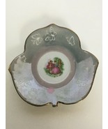 Courting Couple Gray Lusterware Demitasse Butterfly Leaf Shaped Saucer V... - £9.44 GBP