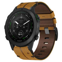 For Garmin MARQ Golfer 22mm Leather Textured Watch Band(Brown) - £30.97 GBP