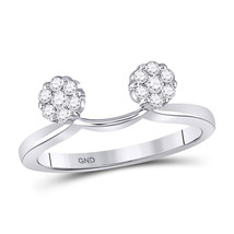 14kt White Gold Round Diamond Double Cluster Solitaire Enhancer Wedding Band - $400.00