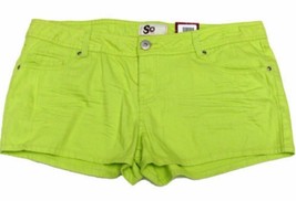 SO Juniors Yellow Wild Lime Green Colored Low Rise Shortie Shorts 7 - £10.99 GBP