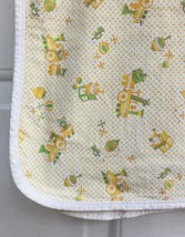 Vintage 1970s Carters Blanket Yellow Green Trains Toys Polka Dots Cotton... - £22.28 GBP