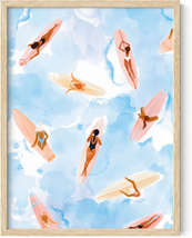 HAUS and HUES Beach Wall Decor - Watercolor Beach Picture Wall Art, Surfboard Po - £40.20 GBP