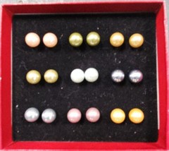 Kenneth Jay Lane Simulated Pearl Pastel 9 Sets Post Earrings Nib Kjl - £32.05 GBP
